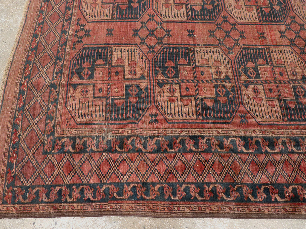 Antique Central Asian Turkoman Distressed Rug, No.20536 - Staging
