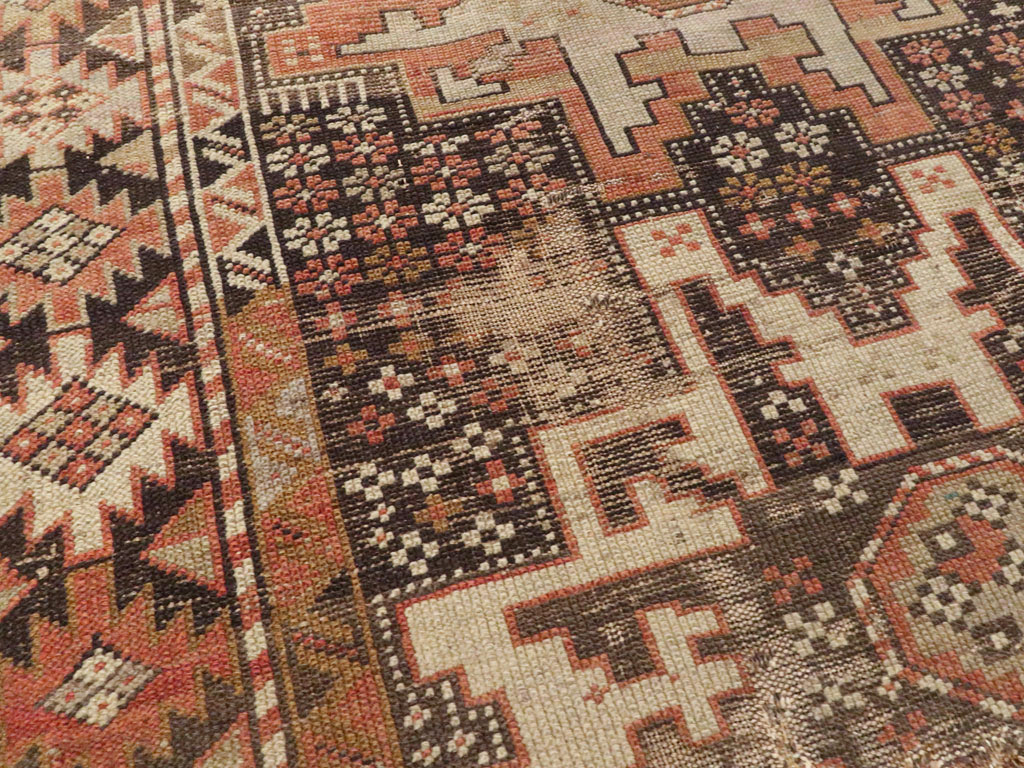 Antique Caucasian Kuba Distressed Rug, No.20547 - Staging