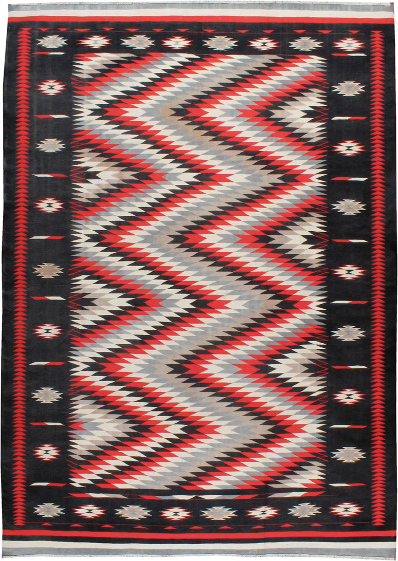 Vintage Indian Flat-weave Dhurrie Carpet, No.20550 - Staging