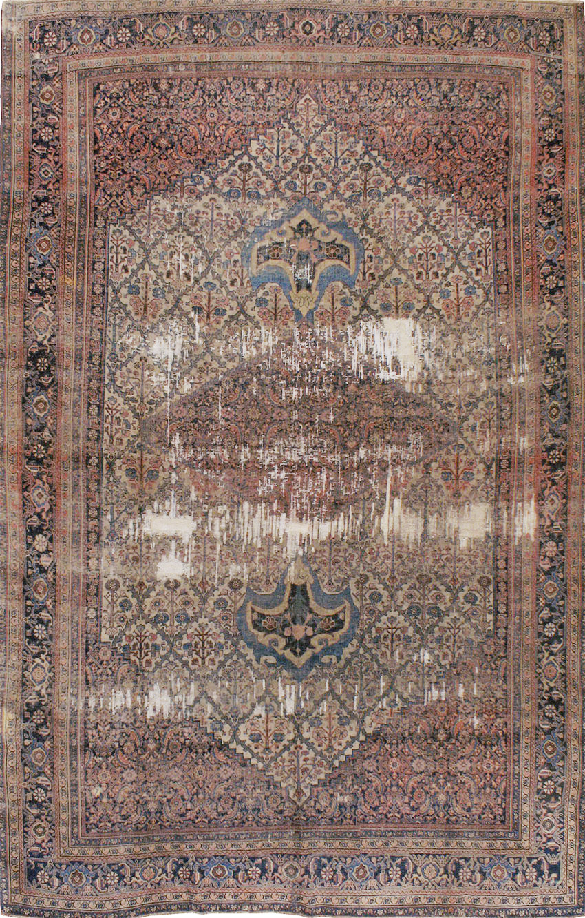 Antique Persian Bidjar Distressed Carpet, No.20569 - Staging