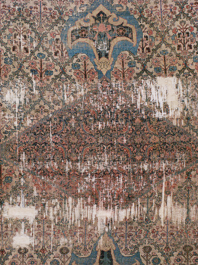 Antique Persian Bidjar Distressed Carpet, No.20569 - Staging