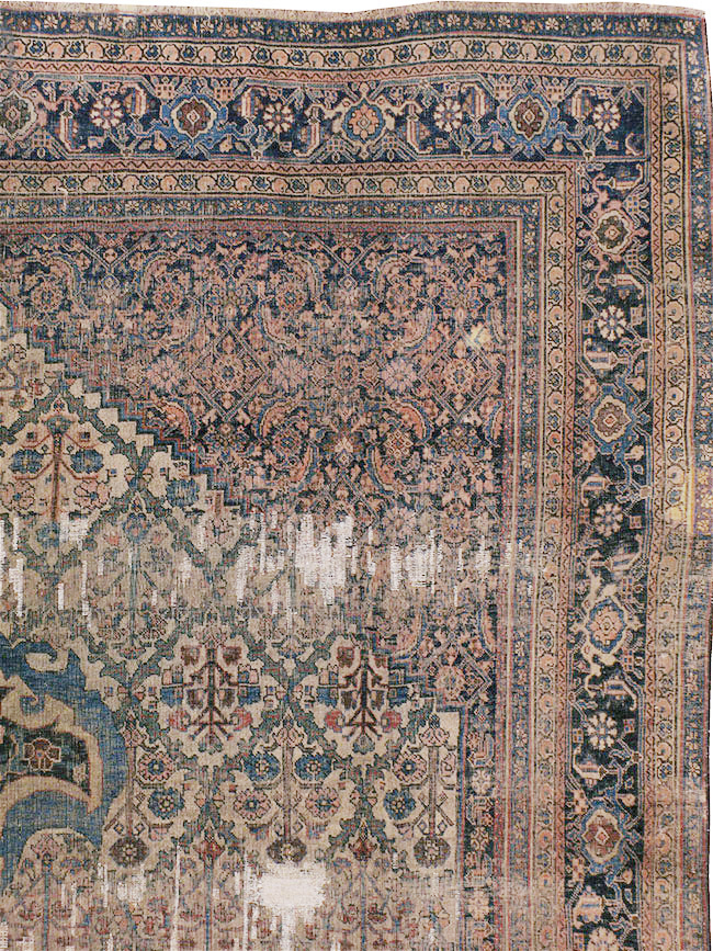 Antique Persian Bidjar Distressed Carpet, No.20569 - Staging
