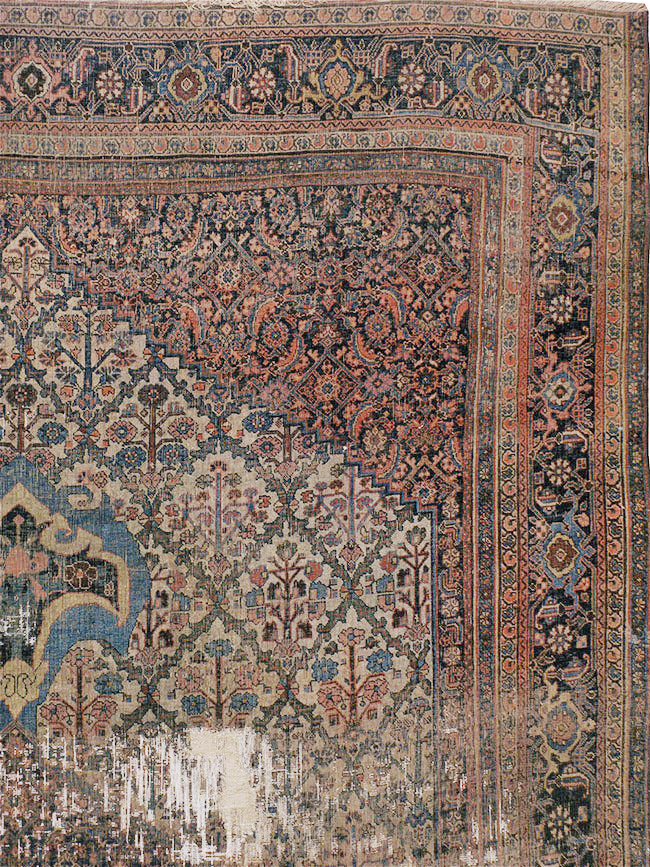 Antique Persian Bidjar Distressed Carpet, No.20569 - Staging