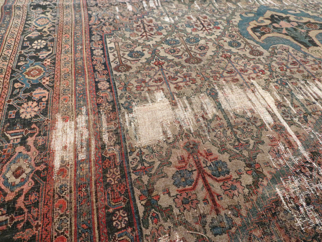 Antique Persian Bidjar Distressed Carpet, No.20569 - Staging