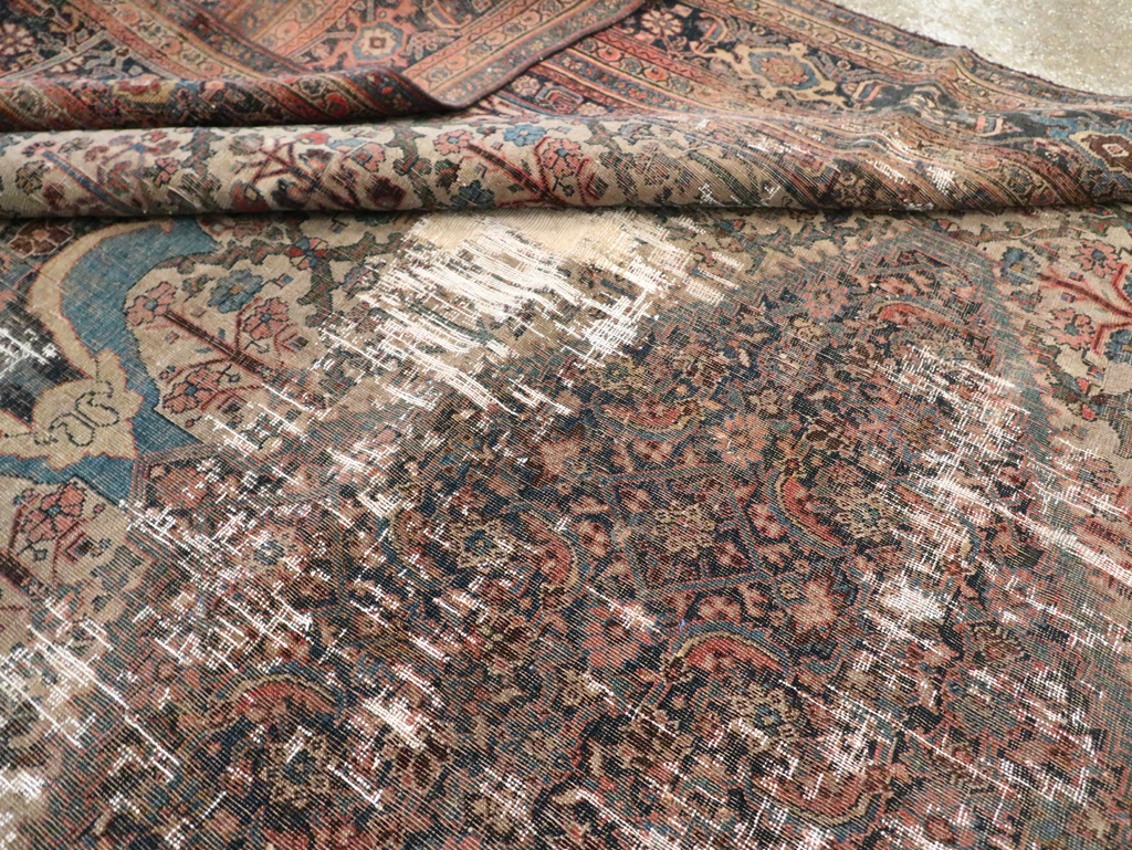 Antique Persian Bidjar Distressed Carpet, No.20569 - Staging