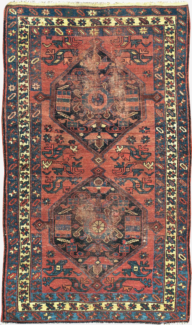 Antique Persian Kurdish Distressed Rug, No.20571 - Staging