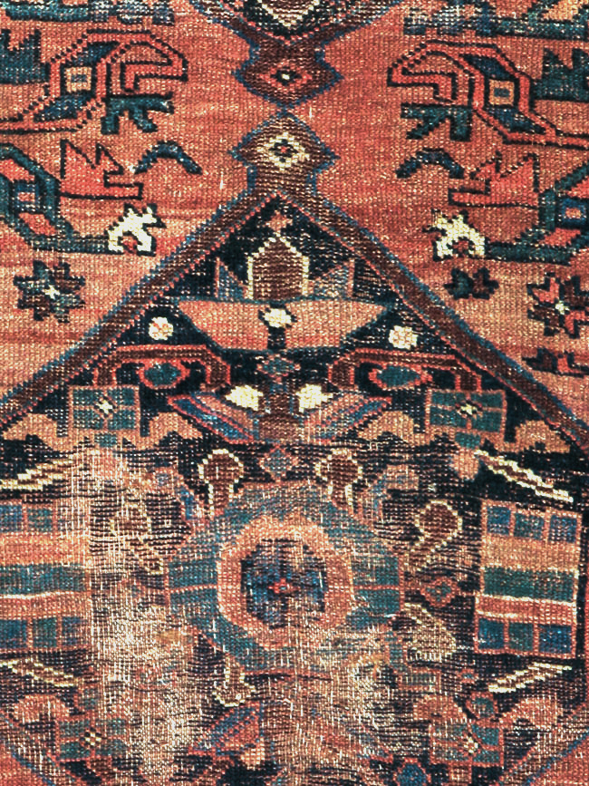 Antique Persian Kurdish Distressed Rug, No.20571 - Staging