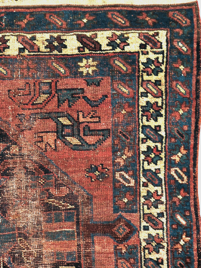 Antique Persian Kurdish Distressed Rug, No.20571 - Staging