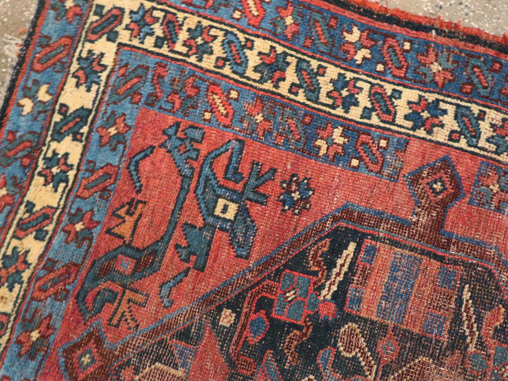 Antique Persian Kurdish Distressed Rug, No.20571 - Staging