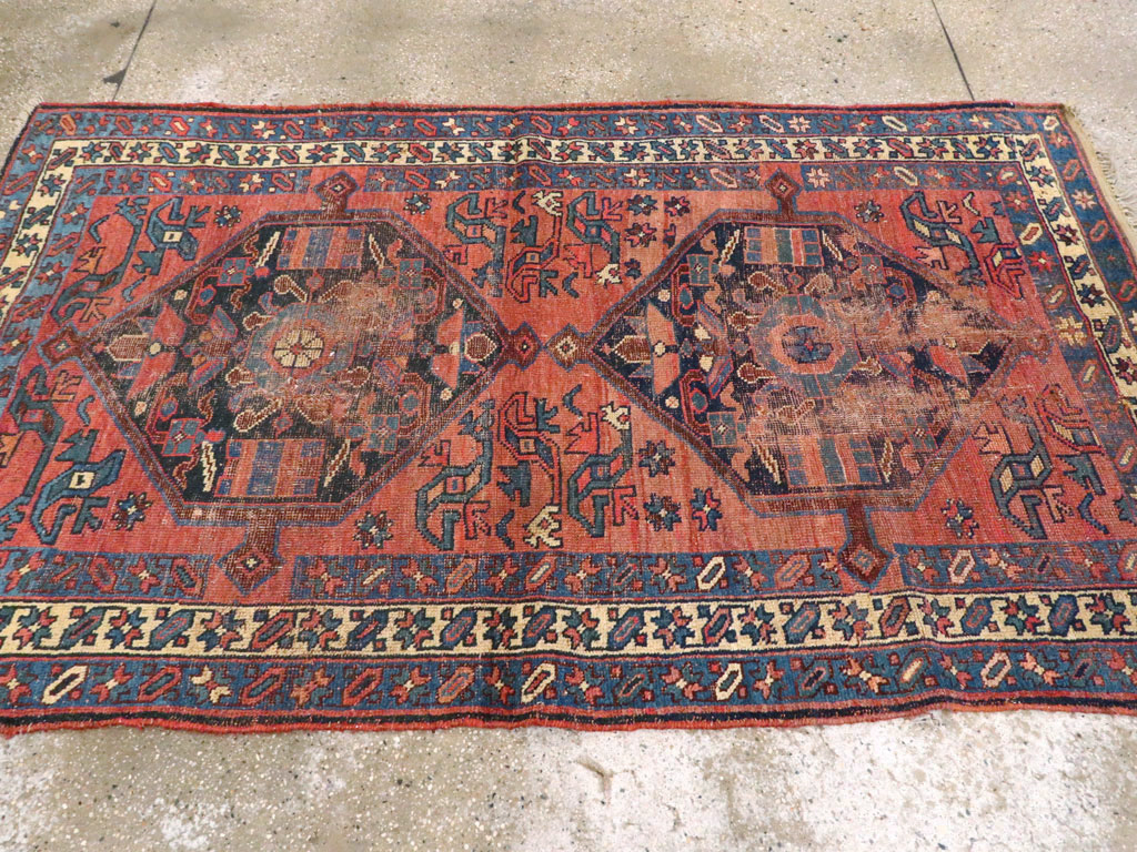 Antique Persian Kurdish Distressed Rug, No.20571 - Staging