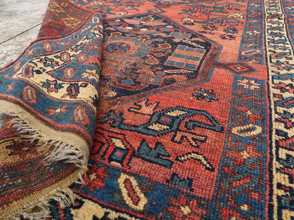 Antique Persian Kurdish Distressed Rug, No.20571 - Staging
