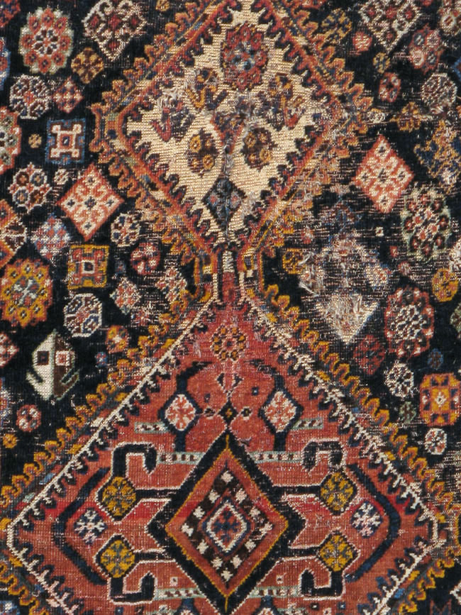Antique Persian Shiraz Distressed Rug, No.20573 - Staging