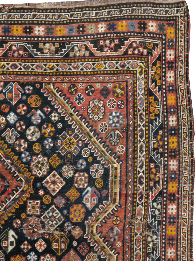 Antique Persian Shiraz Distressed Rug, No.20573 - Staging