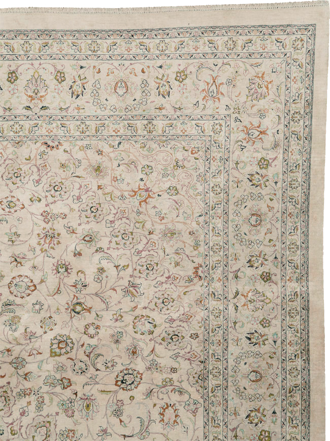 Vintage Persian Kashan Silk Carpet, No.20595 - Staging