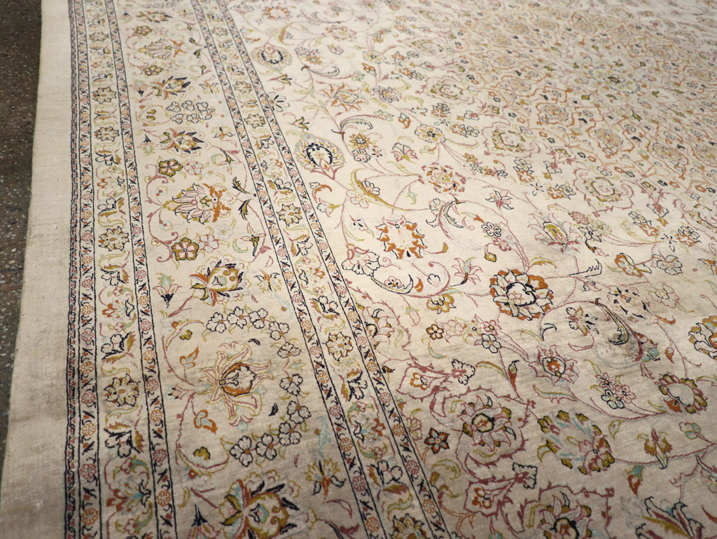 Vintage Persian Kashan Silk Carpet, No.20595 - Staging