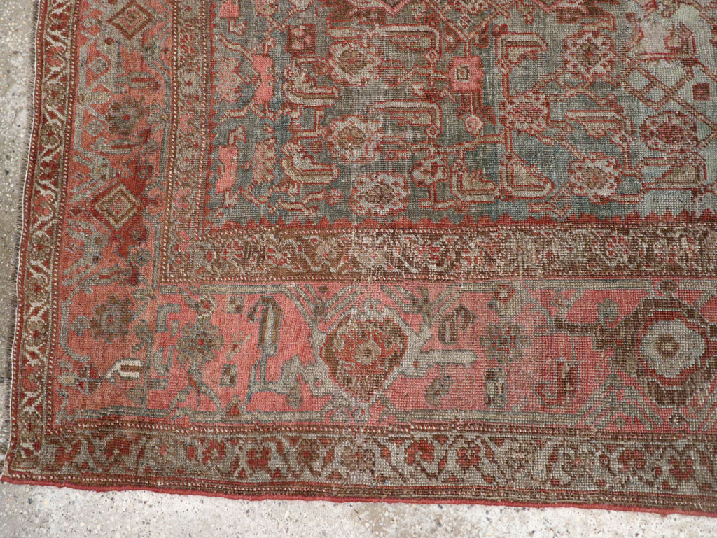 Antique Persian Bidjar Accent Rug, No.20624 - Staging