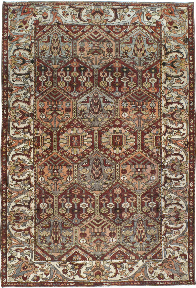 Antique Persian Bakhtiari Rug, No.20698 - Staging