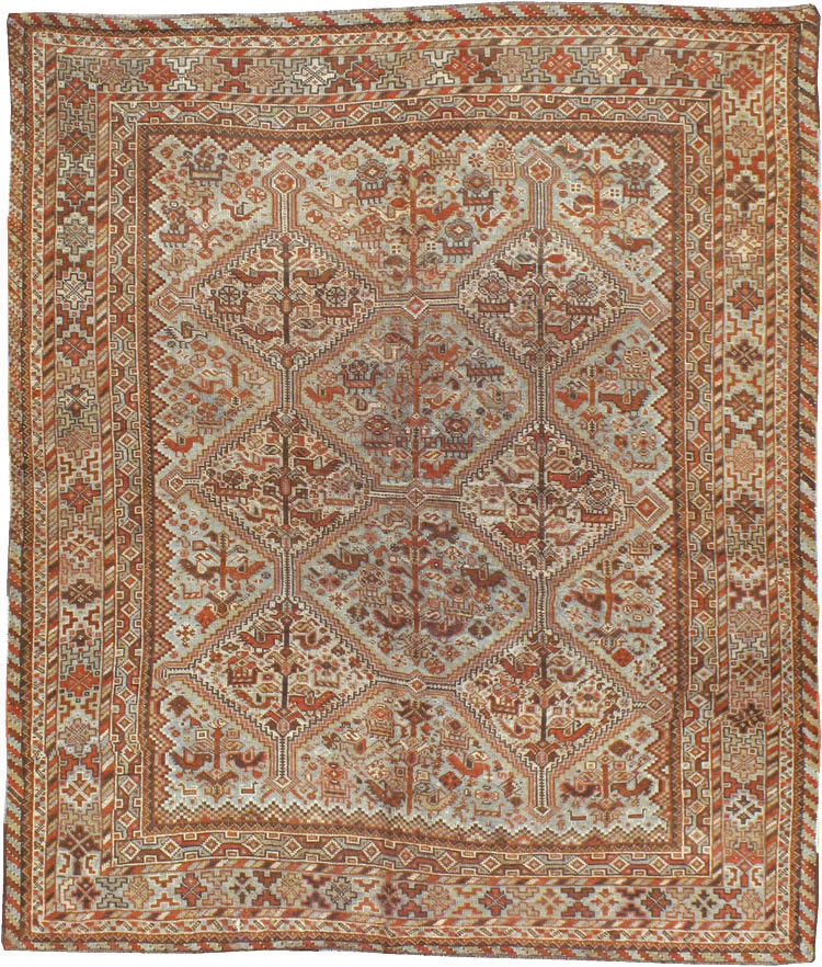 Antique Persian Shiraz Square Rug, No.20706 - Staging