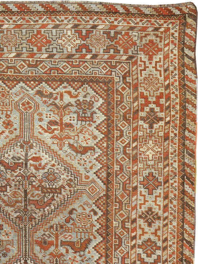 Antique Persian Shiraz Square Rug, No.20706 - Staging