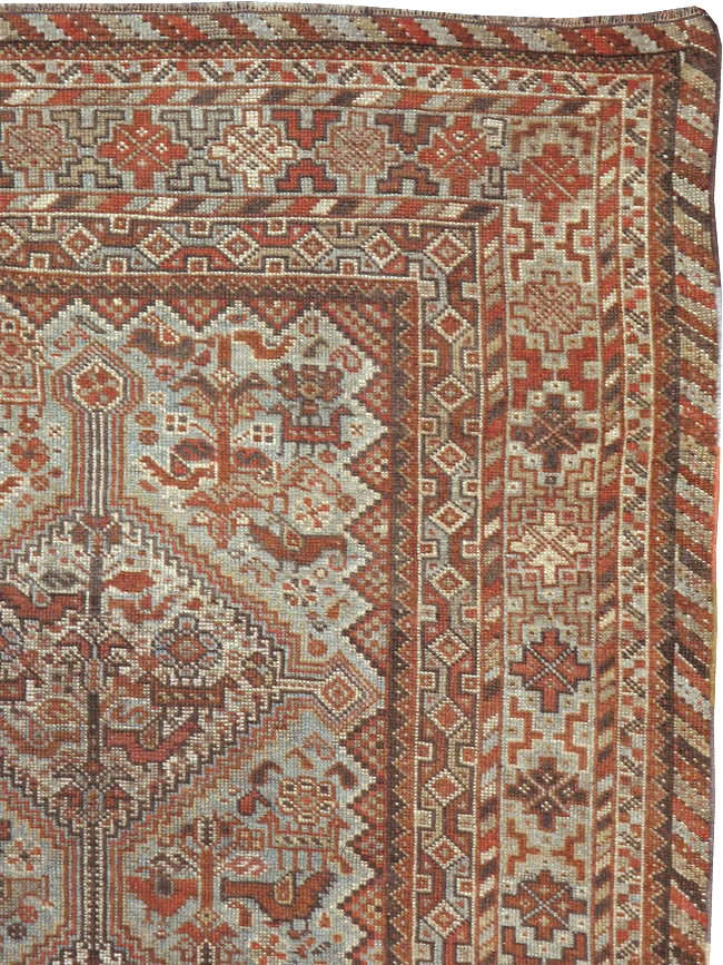Antique Persian Shiraz Square Rug, No.20706 - Staging