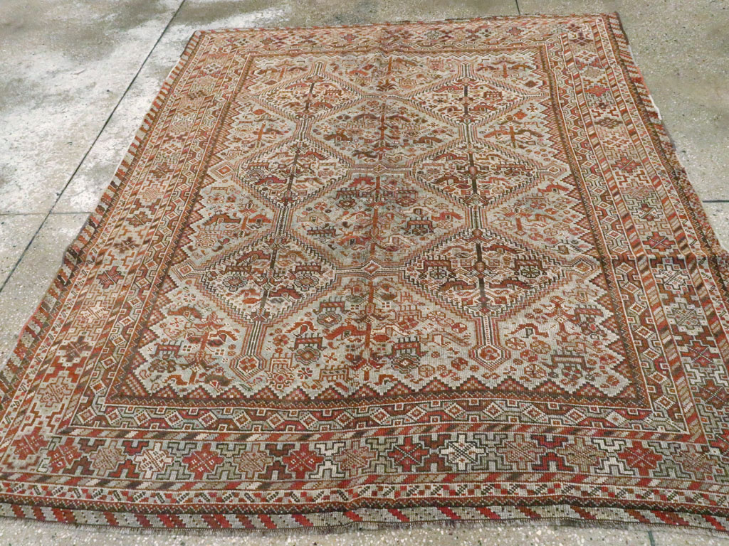 Antique Persian Shiraz Square Rug, No.20706 - Staging