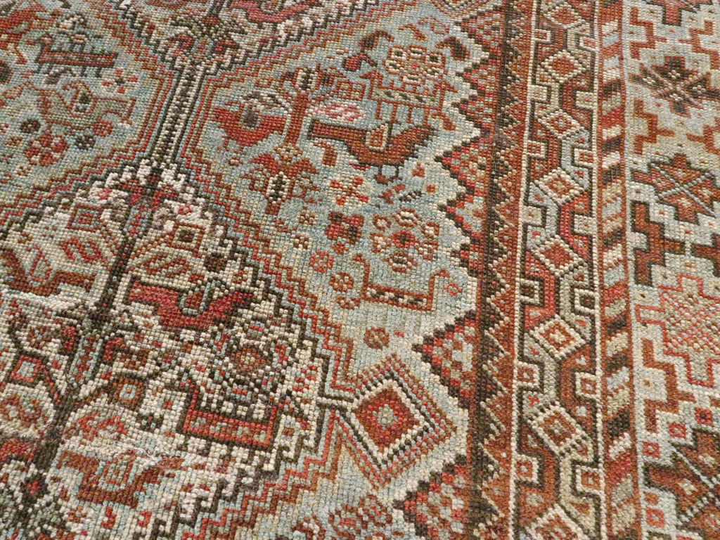 Antique Persian Shiraz Square Rug, No.20706 - Staging