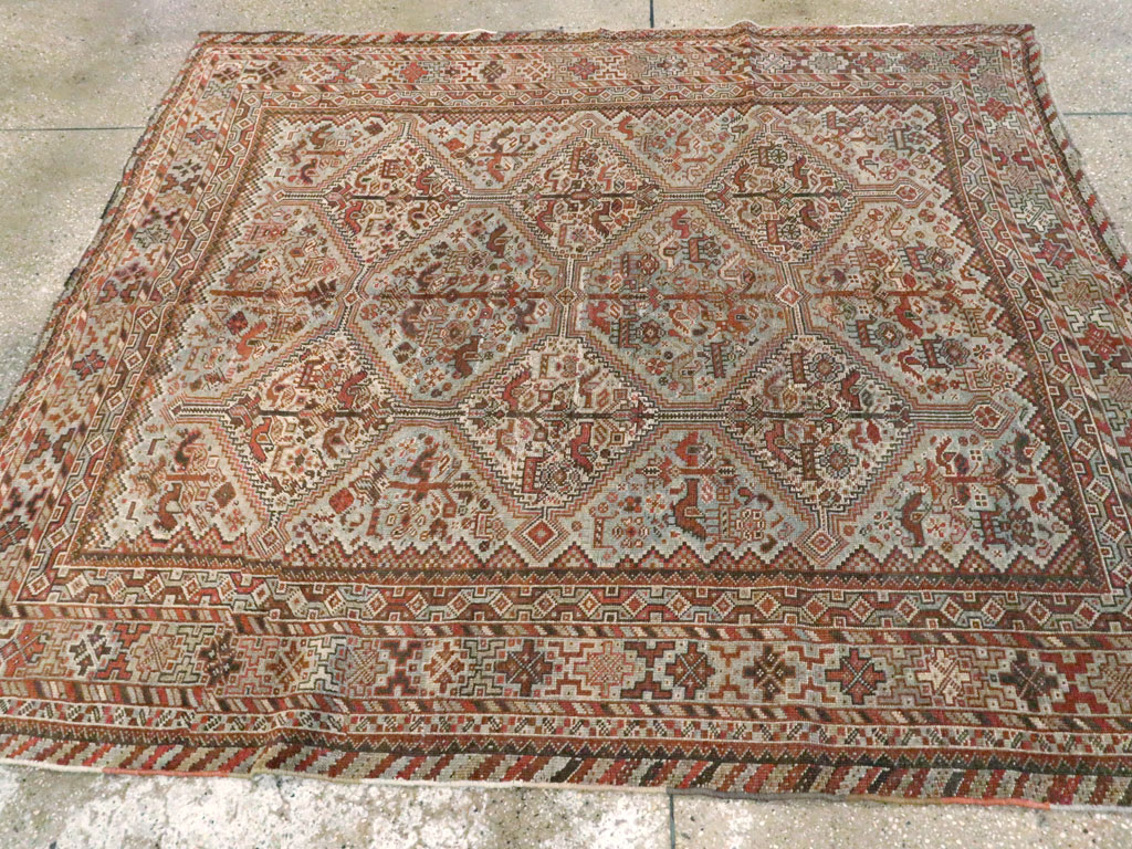 Antique Persian Shiraz Square Rug, No.20706 - Staging