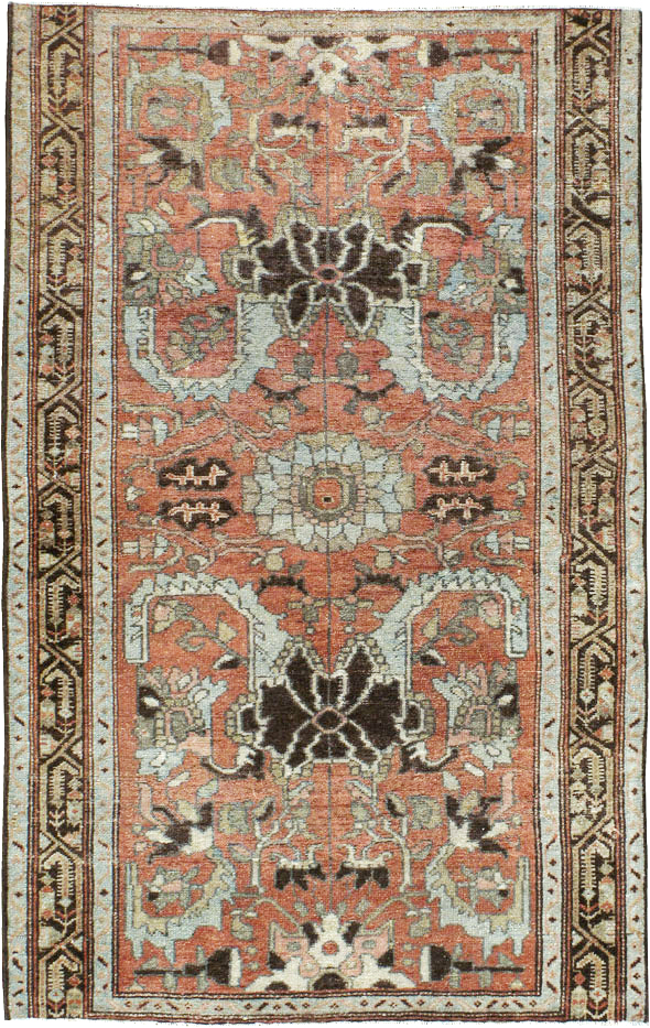 Antique Persian Malayer Rug Throw Rug, No.20716 - Staging