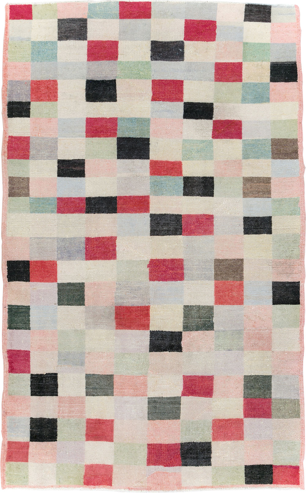 Vintage Turkish Art Deco Accent Carpet, No.20813 - Staging