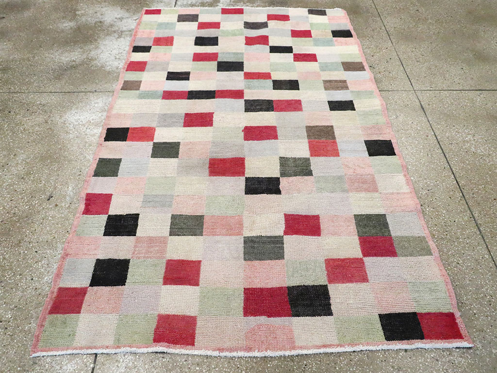 Vintage Turkish Art Deco Accent Carpet, No.20813 - Staging