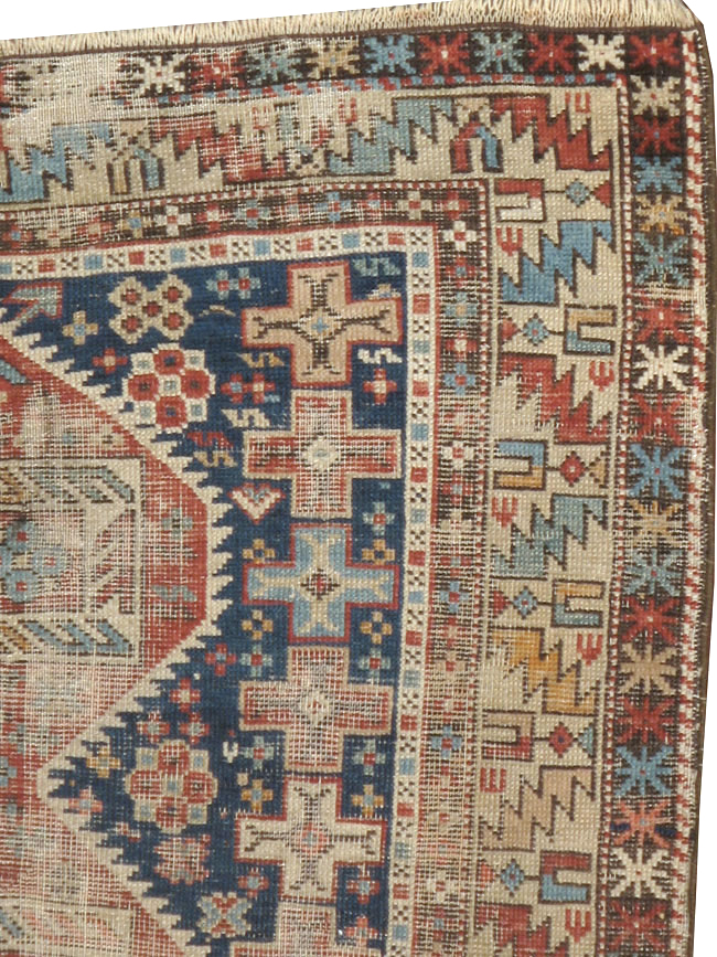 Antique Caucasian Kuba Distressed Rug, No.20859 - Staging