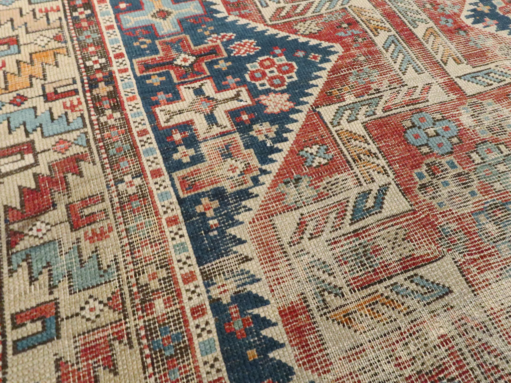 Antique Caucasian Kuba Distressed Rug, No.20859 - Staging