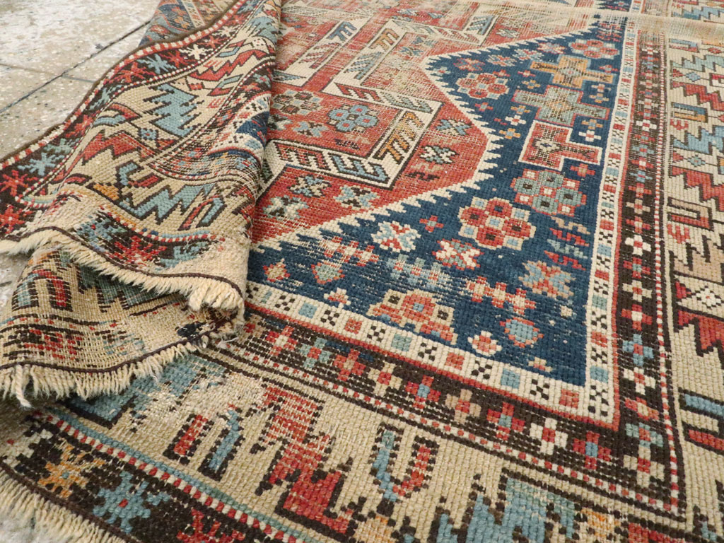Antique Caucasian Kuba Distressed Rug, No.20859 - Staging