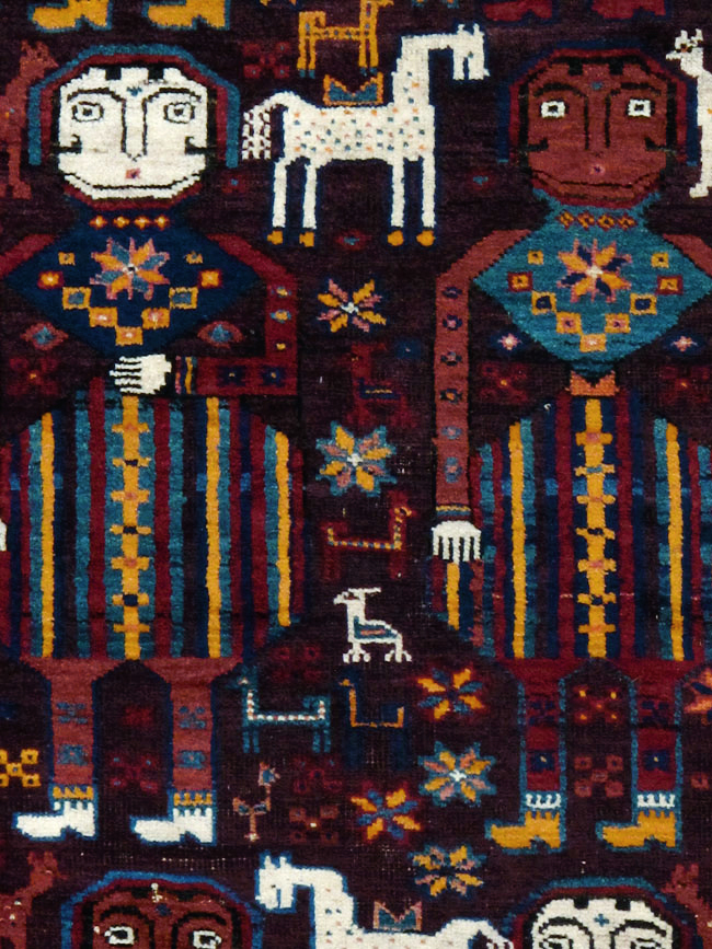 Vintage Persian Baluch Pictorial Rug, No.20886 - Staging
