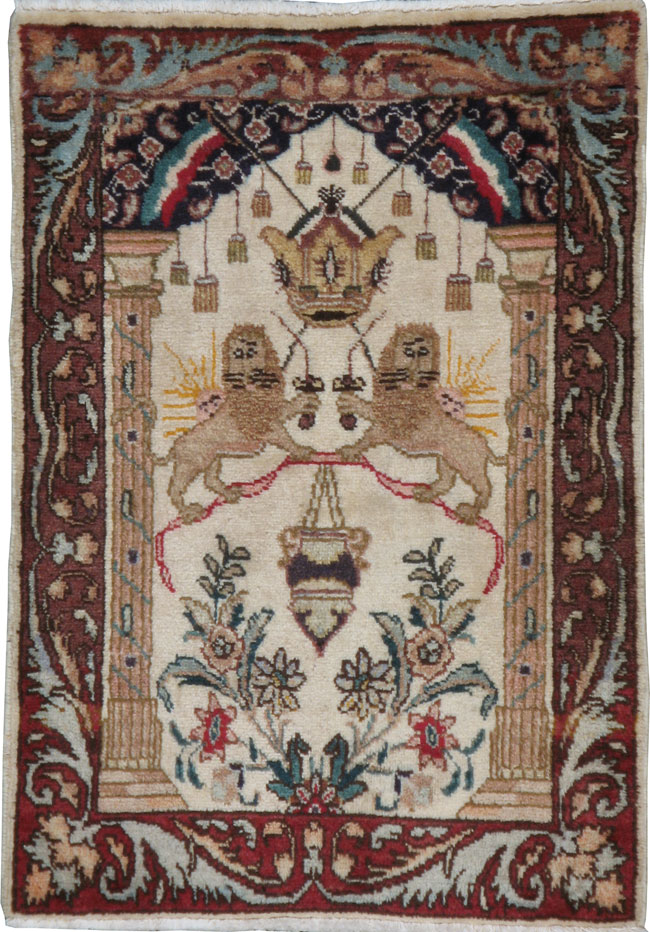 Vintage Persian Tabriz Pictorial Rug, No.20906 - Staging