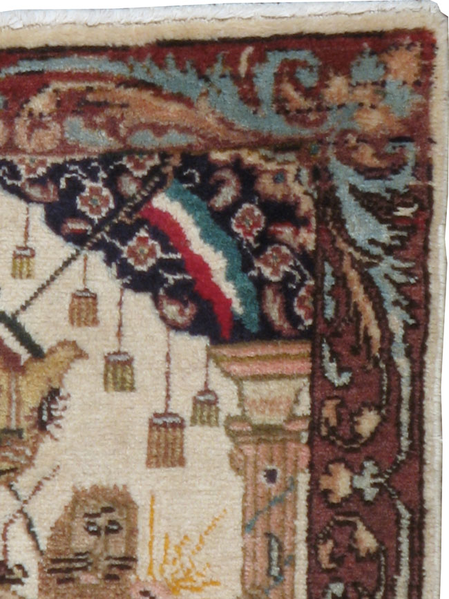 Vintage Persian Tabriz Pictorial Rug, No.20906 - Staging