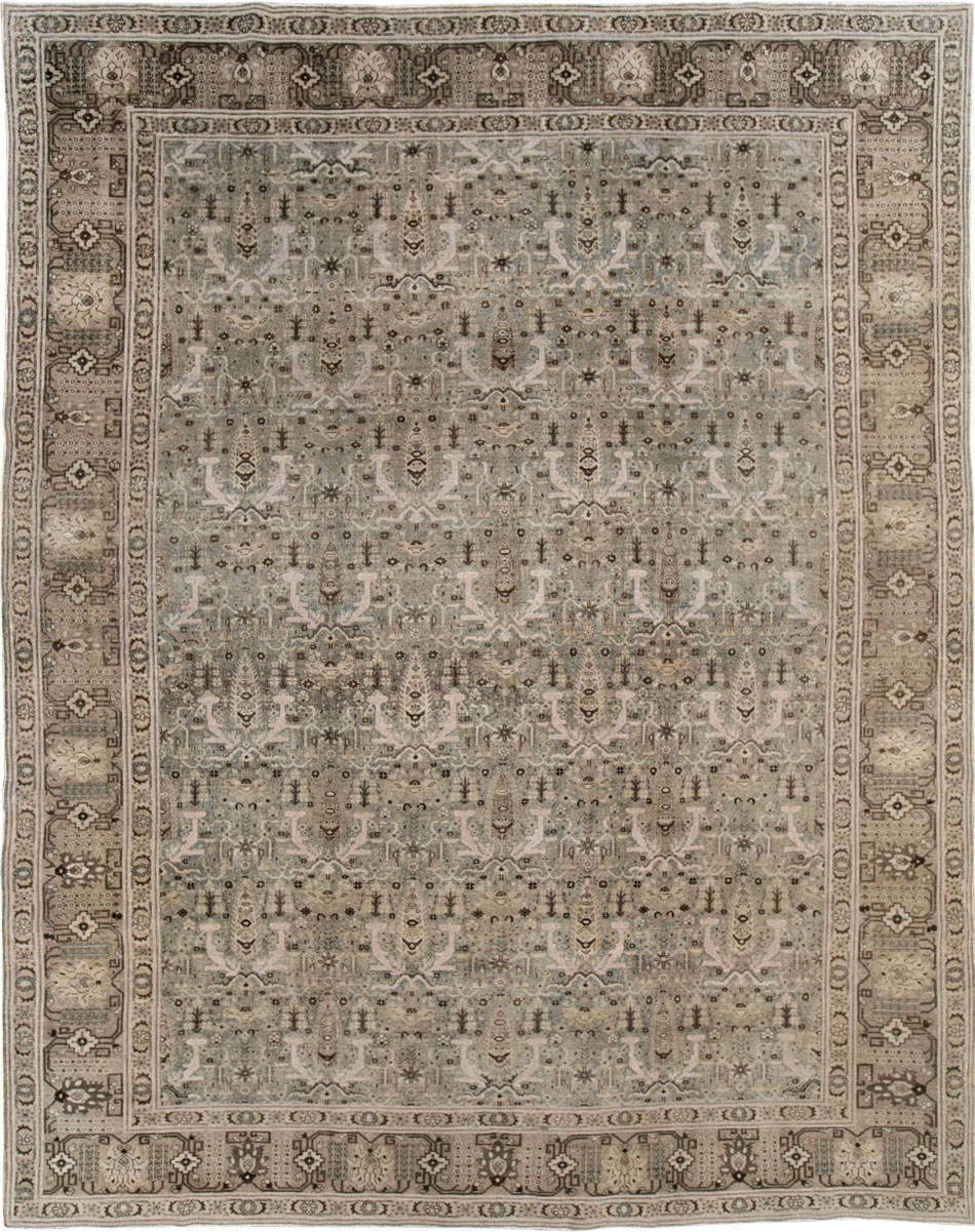 Antique Persian Tabriz Large Room Size Carpet, No.20921 - Staging