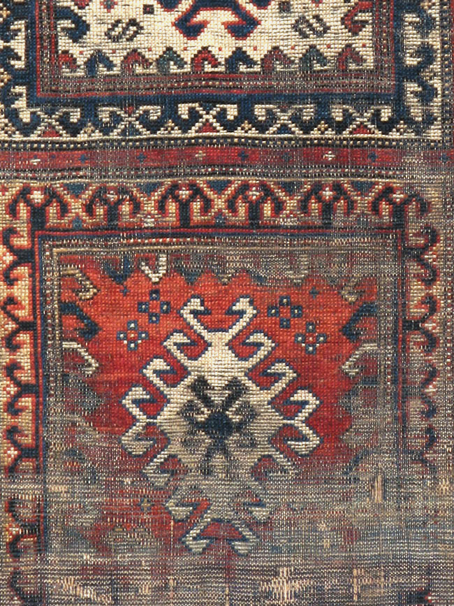 Antique Caucasian Kazak Distressed Rug, No.20954 - Staging