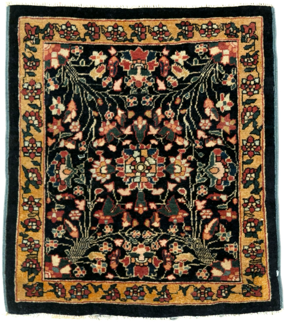 Antique Persian Sarouk Fereghan Square Throw Rug (Pair: 2 of 2), No.21009 - Staging