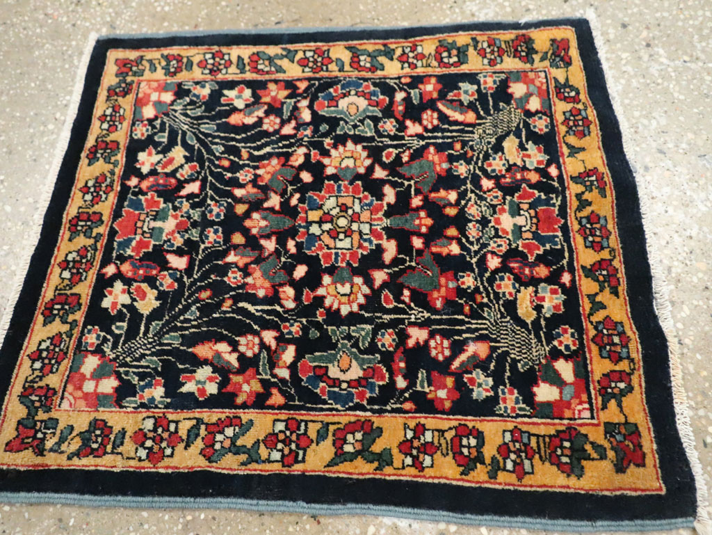 Antique Persian Sarouk Fereghan Square Throw Rug (Pair: 2 of 2), No.21009 - Staging