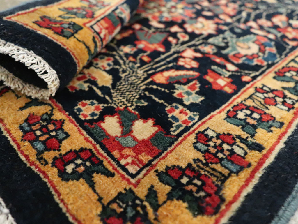 Antique Persian Sarouk Fereghan Square Throw Rug (Pair: 2 of 2), No.21009 - Staging