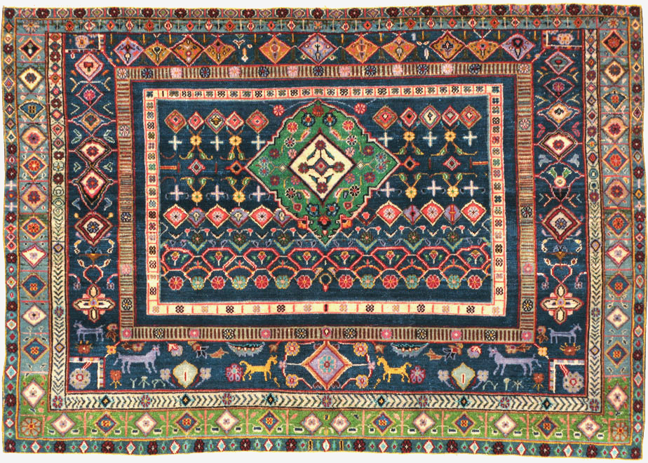 Vintage Persian Tabriz Pictorial Rug, No.21019 - Staging