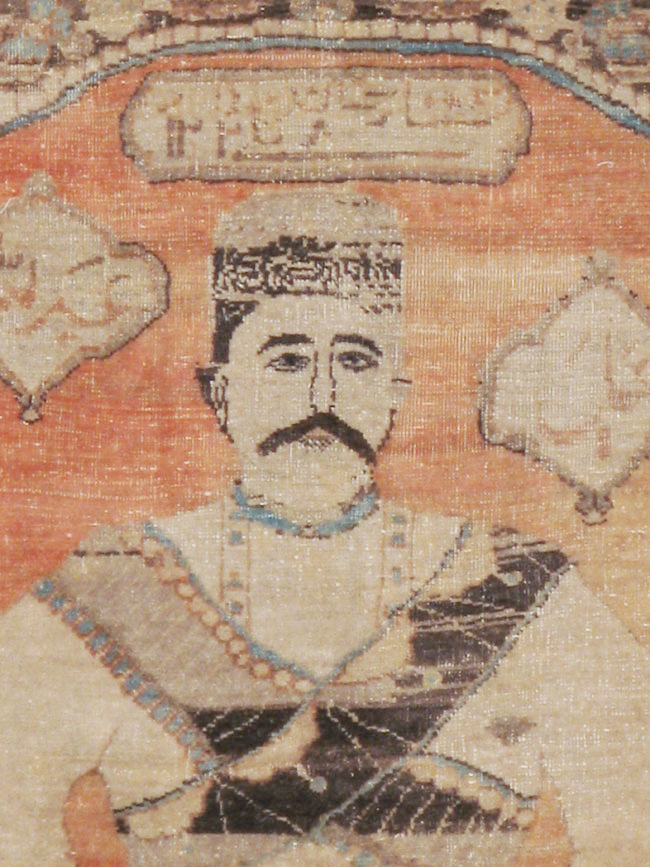 Antique Persian Tabriz Pictoral Rug, No.21040 - Staging