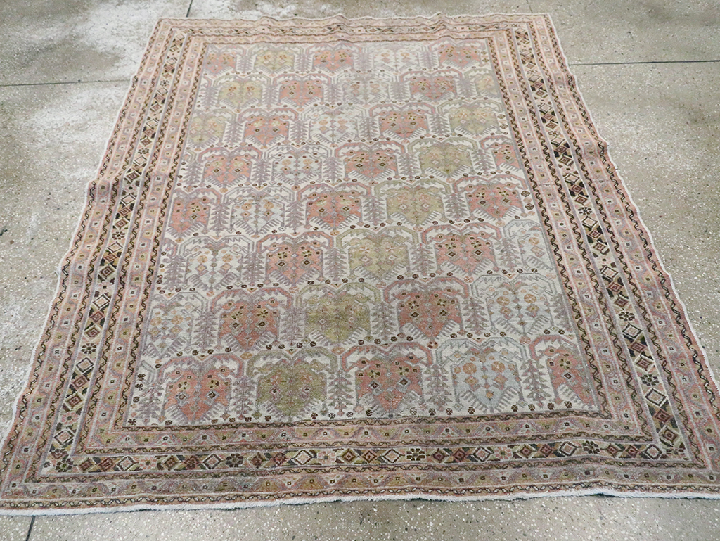 Antique Persian Afshar Square Accent Rug, No.21078 - Staging