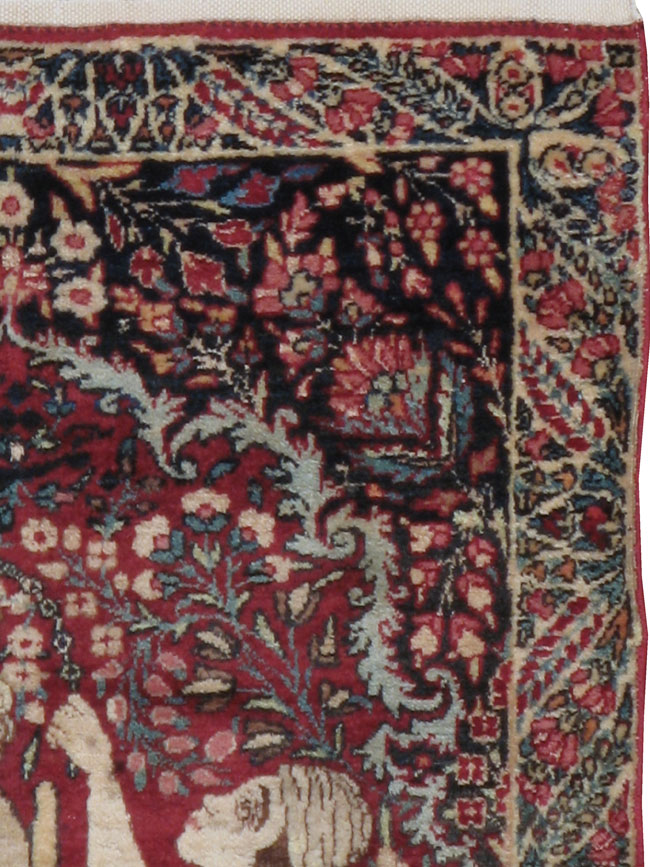 Antique Persian Kerman Pictorial Rug, No.21163 - Staging