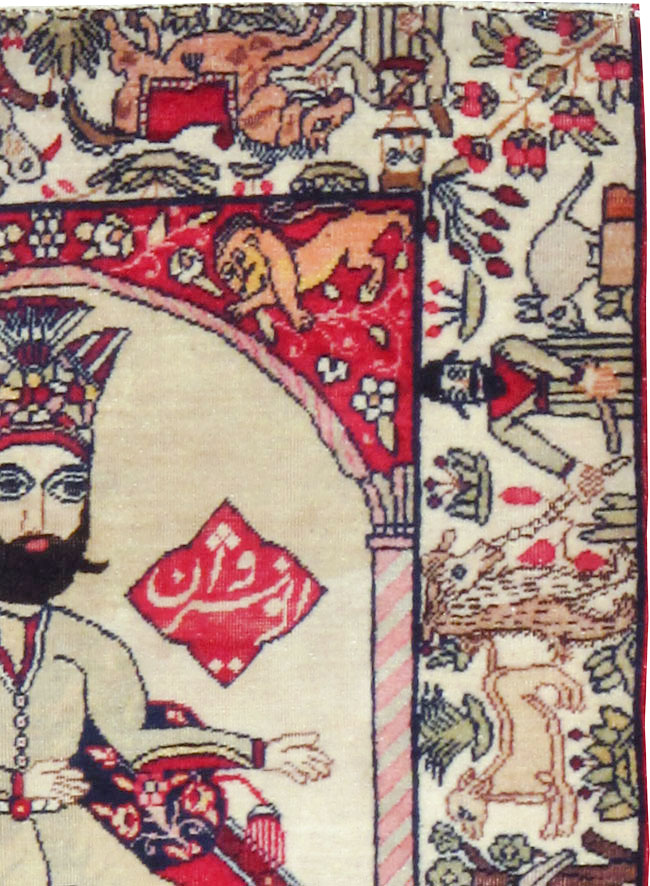 Antique Persian Kerman Pictorial Rug, No.21164 - Staging