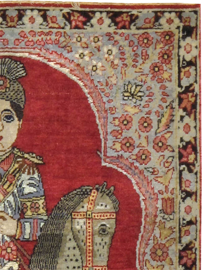 Antique Persian Kerman Pictorial Rug, No.21165 - Staging