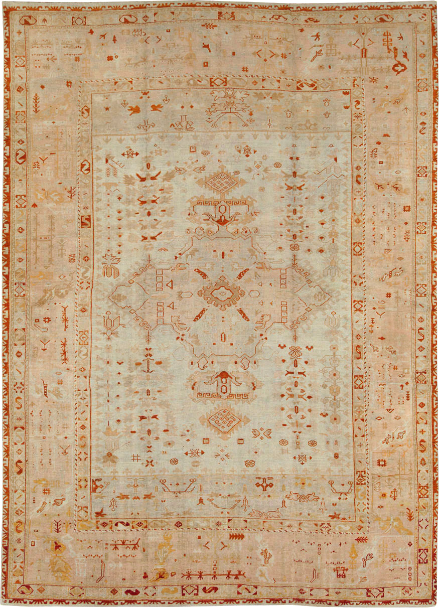 Antique Turkish Oushak Carpet, No.21173 - Staging