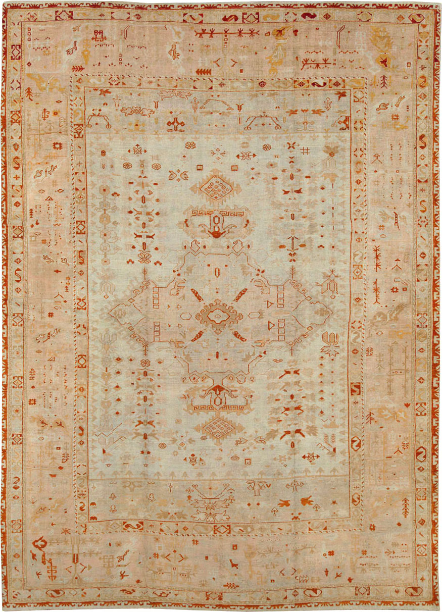 Antique Turkish Oushak Carpet, No.21173 - Staging
