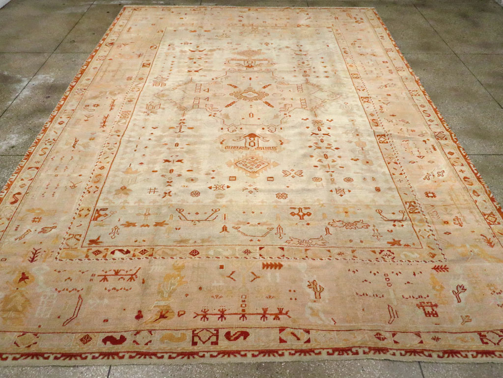 Antique Turkish Oushak Carpet, No.21173 - Staging